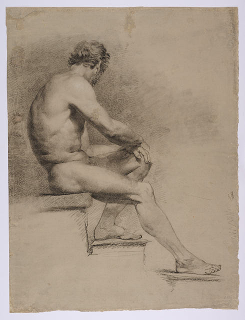 figura maschile nuda seduta