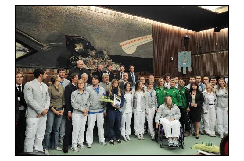 Cerimonia di premiazione degli atleti olimpici che hanno partecipato ai Giochi della XXIX Olimpiade di Pechino 2008 presso l'aula del Consiglio regionale del Friuli Venezia Giulia