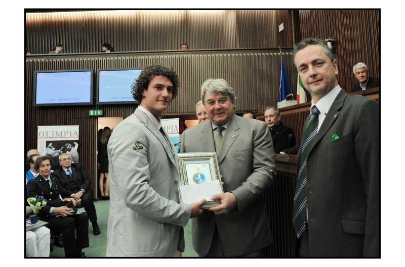 Premiazione dell'atleta olimpico Michele Zerial presso il Consiglio regionale del Friuli Venezia Giulia-narrazione