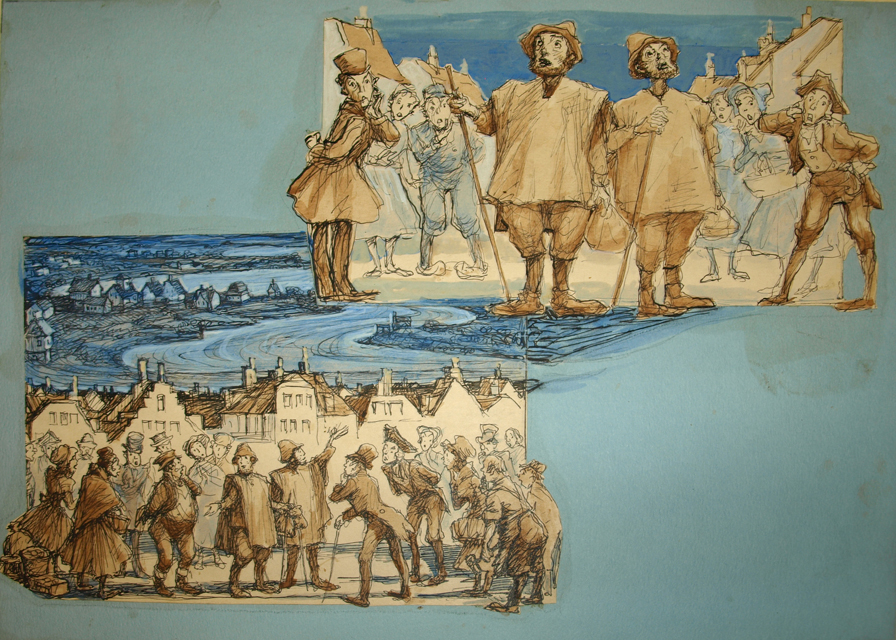 paesaggio urbano con figure