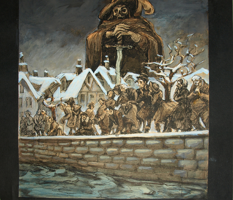 paesaggio urbano con figure