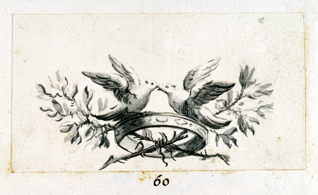 tortore con corona e rami d'alloro