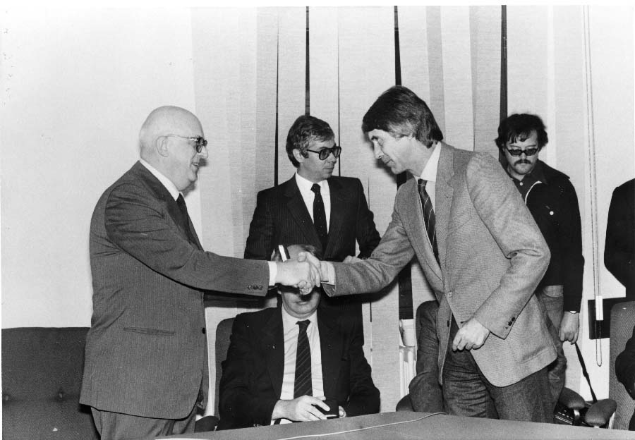 Visita del Commissario Enzo Bearzot alla Giunta Regionale dopo la vittoria dei Mondiali di Calcio disputati in Spagna nel 1982