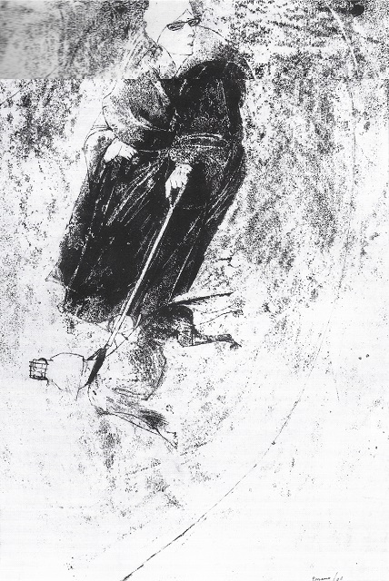 figura femminile con cane