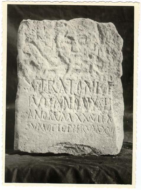 Iscrizione sepolcrale in lingua latina di età imperiale