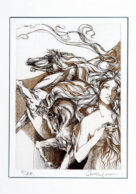figura femminile con animali